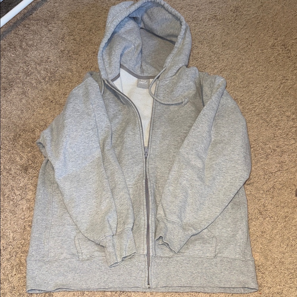 TNA Heather Gray Cozy AF Zip-Up Hoodie